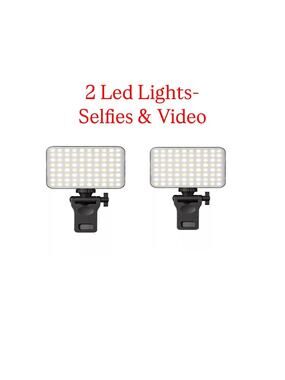 2 Selfie Lights For Phone Dimmable 3 Light Modes/Rechargeable Battery BRAND NEW